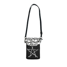 Load image into Gallery viewer, Black and White Skulls and Witch Pentagram Small Cell Phone Wallet