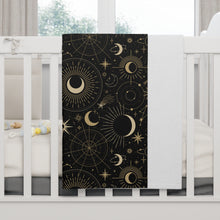 Load image into Gallery viewer, Black and Gold Mystic Night Soft Fleece Baby Blanket