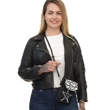 Load image into Gallery viewer, Black and White Skulls and Witch Pentagram Small Cell Phone Wallet