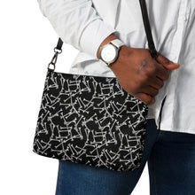 Load image into Gallery viewer, Bones pattern on black background Halloween purse for goths