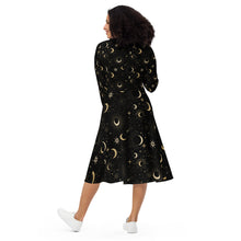 Load image into Gallery viewer, Mystic Night All-over print long sleeve midi dress: Embrace the Enchanting Elegance of the Shadows! ๐ป๐