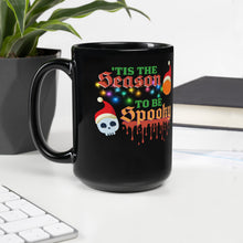 Load image into Gallery viewer, Tis the Season to be spooky Goth Christmas Glossy Black Coffee Mug
