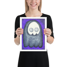 Load image into Gallery viewer, Skull Ghost on purple Spooky Art Print Poster