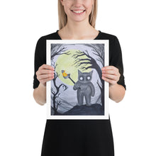 Load image into Gallery viewer, Spooky Halloween cat with Candy Corn Art Print Poster