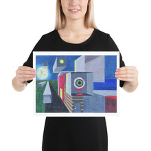 Load image into Gallery viewer, Surreal color pencil art of 3D objects and creepy eye art print