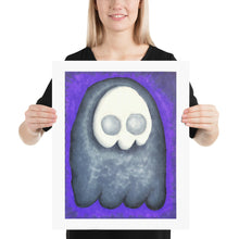 Load image into Gallery viewer, Skull Ghost on purple Spooky Art Print Poster