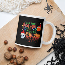 Load image into Gallery viewer, Tis The Season To Be Spooky Black and White glossy Coffee mug