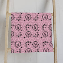 Load image into Gallery viewer, Victorian Skulls and Spiders Pattern Pink and Black Hand Towel