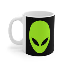 Load image into Gallery viewer, Green Alien Head Black Coffee Mug 11oz