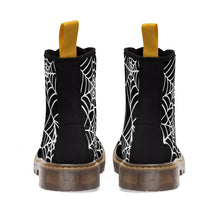 Load image into Gallery viewer, Halloween Black and white Spider Web Shoes Women's Martin Boots