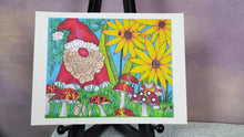 Load image into Gallery viewer, Garden Gnome Signed Print Artwork by The Spooky Cat Lady
