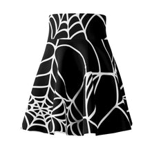 Load image into Gallery viewer, Black and White Halloween Spider Web Women's Skater Skirt
