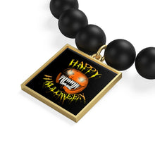 Load image into Gallery viewer, Happy Halloween Scary Pumpkin Matte Onyx Bracelet