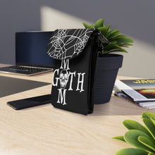 Load image into Gallery viewer, Goth Mom with Spiderwebs Black Small Cell Phone Wallet