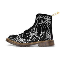 Load image into Gallery viewer, Halloween Black and white Spider Web Shoes Women's Martin Boots