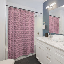 Load image into Gallery viewer, Victorian Skulls and Spiders Pattern Pink and Black Shower Curtains