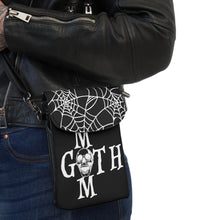Load image into Gallery viewer, Goth Mom with Spiderwebs Black Small Cell Phone Wallet