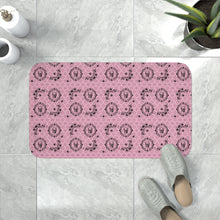 Load image into Gallery viewer, Victorian Skulls and Spiders Pattern Pink and Black Memory Foam Bathmat