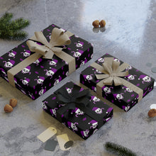 Load image into Gallery viewer, Christmas Skulls and Candy Canes black and purple Gift Wrapping Paper Rolls