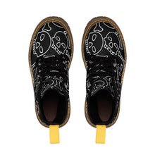 Load image into Gallery viewer, Black and White Skull and Bones Women's Goth Fashion Canvas Boots