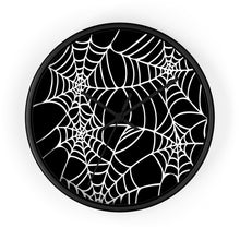 Load image into Gallery viewer, Halloween Decoration Black and white spider web Wall clock black arms