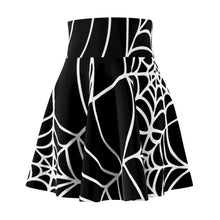 Load image into Gallery viewer, Black and White Halloween Spider Web Women's Skater Skirt