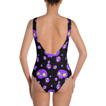 Load image into Gallery viewer, Purple Skulls One-Piece Swimsuit