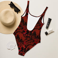 Load image into Gallery viewer, Black and Red Blood Splatter One-Piece Swimsuit For Women