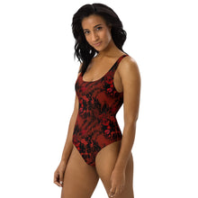 Load image into Gallery viewer, Black and Red Blood Splatter One-Piece Swimsuit For Women