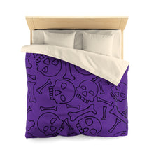 Load image into Gallery viewer, Goth Home Decor Purple Skull and Bones Pattern Microfiber Duvet Cover