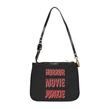 Load image into Gallery viewer, Horror Movie Junkie with Black Background Small Shoulder Bag for Horror Fans
