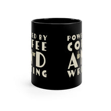 Load image into Gallery viewer, Powered by Coffee and Writing Black mug 11oz