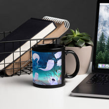 Load image into Gallery viewer, Ghost Cats Halloween Black Glossy coffee Mug