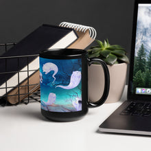 Load image into Gallery viewer, Ghost Cats Halloween Black Glossy coffee Mug