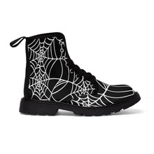 Load image into Gallery viewer, Halloween Black and white Spider Web Shoes Women's Martin Boots