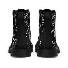 Load image into Gallery viewer, Black and White Skull and Bones Women's Goth Fashion Canvas Boots