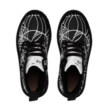 Load image into Gallery viewer, Halloween Black and white Spider Web Shoes Women's Martin Boots top view