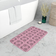 Load image into Gallery viewer, Victorian Skulls and Spiders Pattern Pink and Black Memory Foam Bathmat