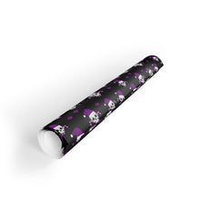 Load image into Gallery viewer, Christmas Skulls and Candy Canes black and purple Gift Wrapping Paper Rolls, 1pc