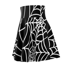 Load image into Gallery viewer, Black and White Halloween Spider Web Women's Skater Skirt
