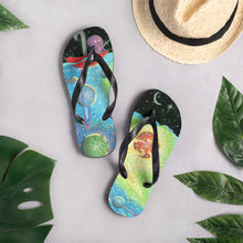 Load image into Gallery viewer, Octopus Fishing for a Spaceship Universe Flip-Flops