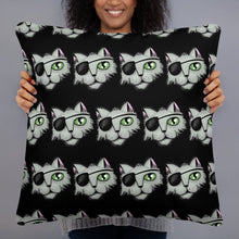 Load image into Gallery viewer, Pirate Cat Black Pillow