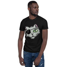 Load image into Gallery viewer, pirate cat black t shirt