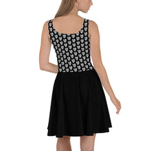 Load image into Gallery viewer, Black Goth With Skulls Skater Dress