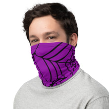 Load image into Gallery viewer, Purple and Black Spider Web Face Mask Neck Gaiter