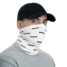 Load image into Gallery viewer, White with Black Lettering Warlock Neck Gaiter Face Mask