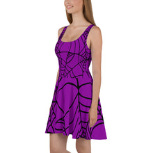 Load image into Gallery viewer, Purple Halloween Spider Web Skater Dress