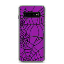 Load image into Gallery viewer, Purple and Black Halloween Spider Web Samsung Phone Case