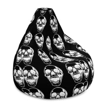 Load image into Gallery viewer, Black Goth Skulls Bean Bag Chair w/ filling