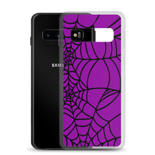 Load image into Gallery viewer, Purple and Black Halloween Spider Web Samsung Phone Case